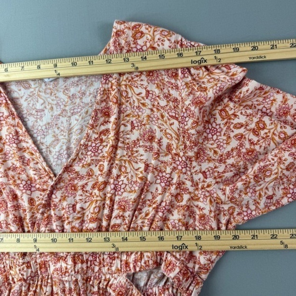 Old Navy Peach Floral Print Maxi Dress Cutout Waist XL Spring Resort Vacation - Picture 11 of 16